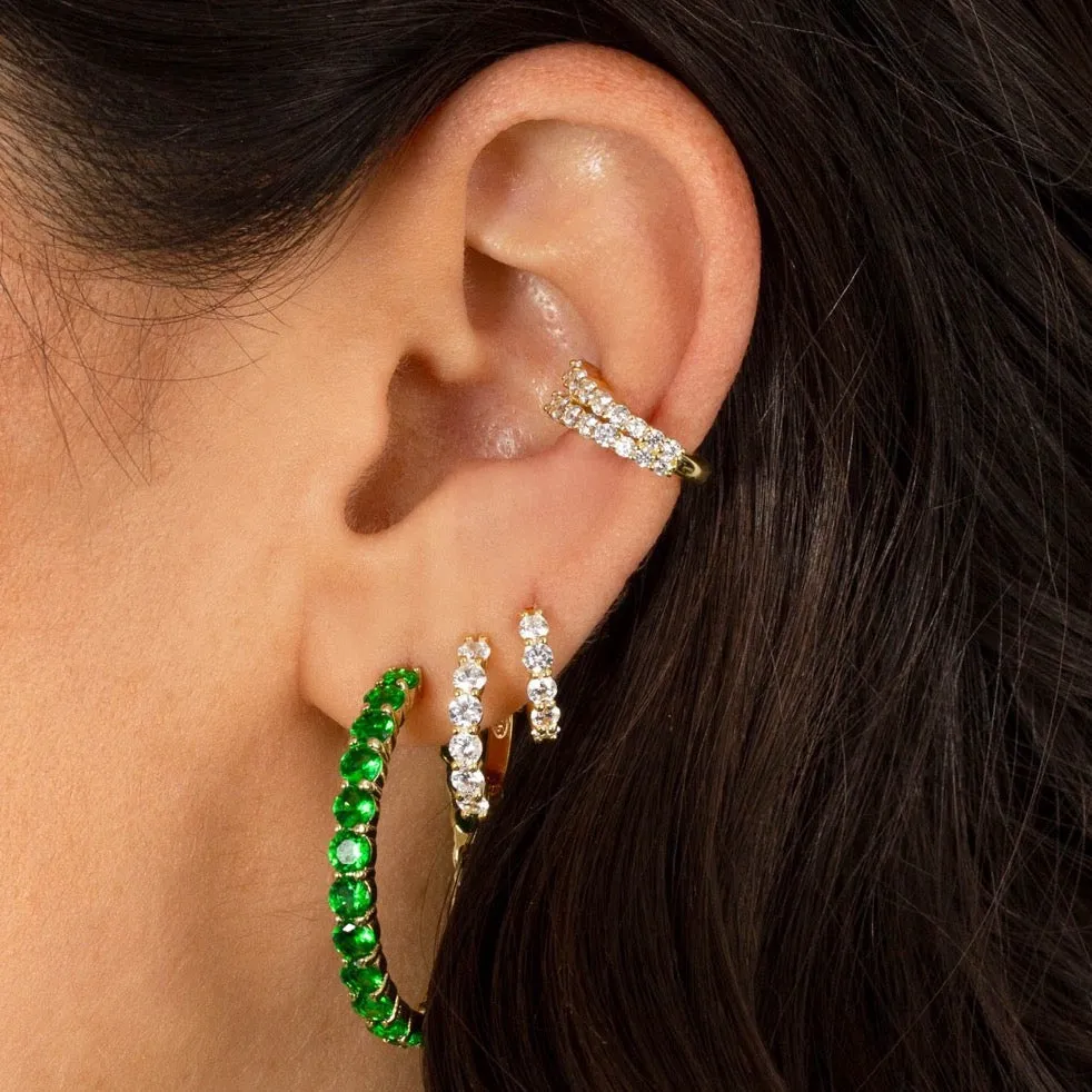 Colored Round Stone Hoop Earring sold by Adina Eden's product image thumbnail 3