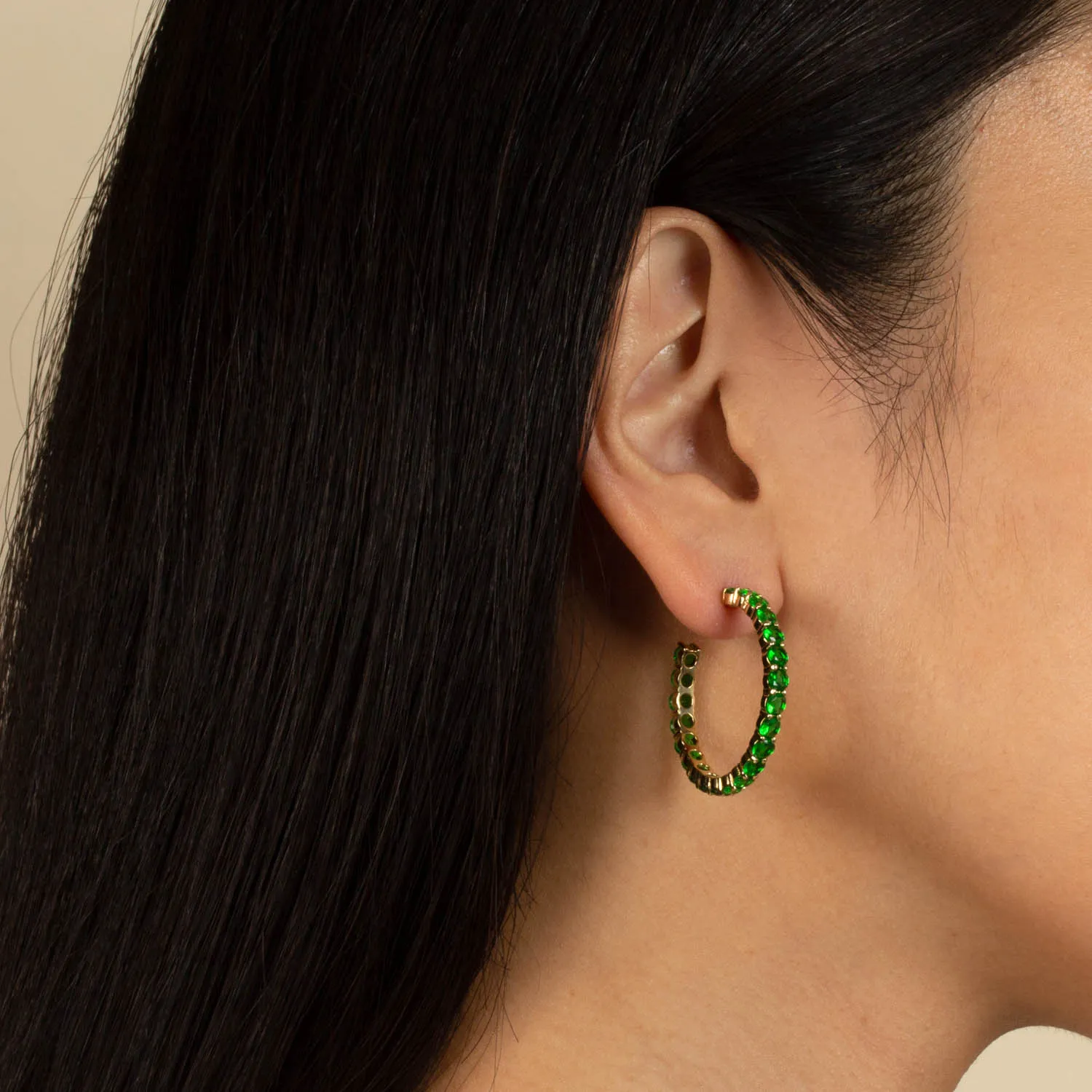 Colored Round Stone Hoop Earring sold by Adina Eden's product image thumbnail 2