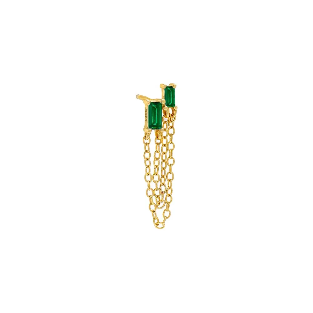 Colored Baguette Double Chain Stud Earring sold by Adina Eden's product image thumbnail 3