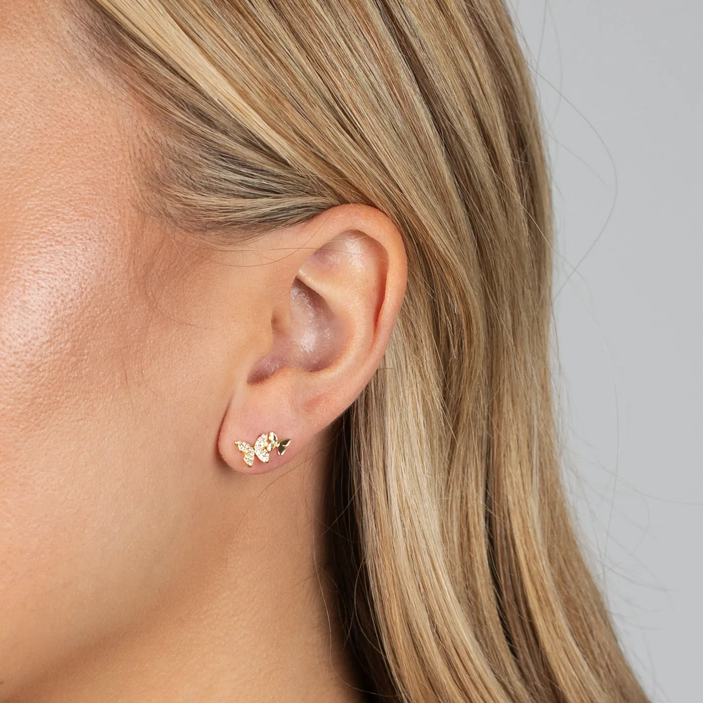 Double Pave Butterfly Stud Earring sold by Adina Eden's product image thumbnail 2