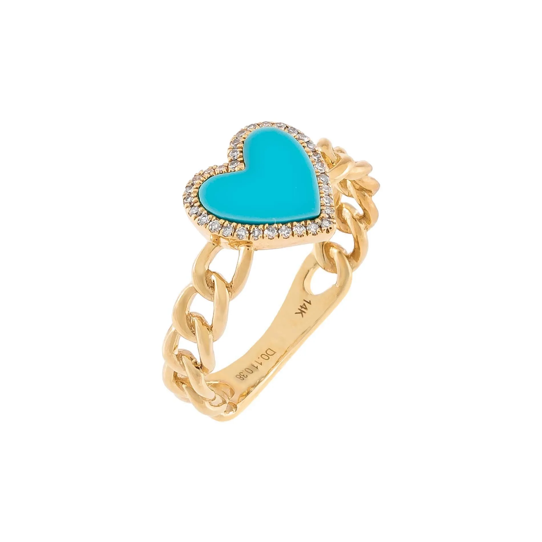 Diamond Turquoise Heart Braided Ring 14K sold by Adina Eden's