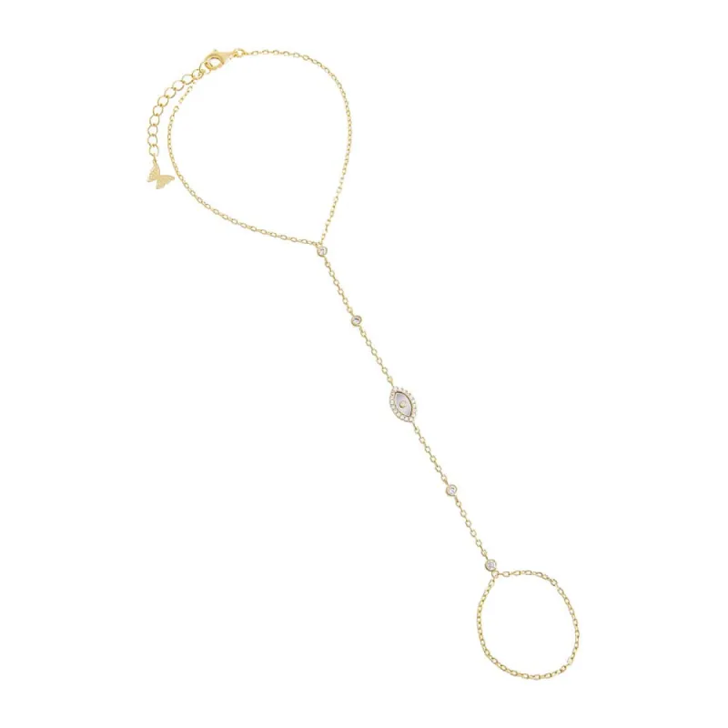 Pavé Evil Eye Pendant Hand Chain sold by Adina Eden's