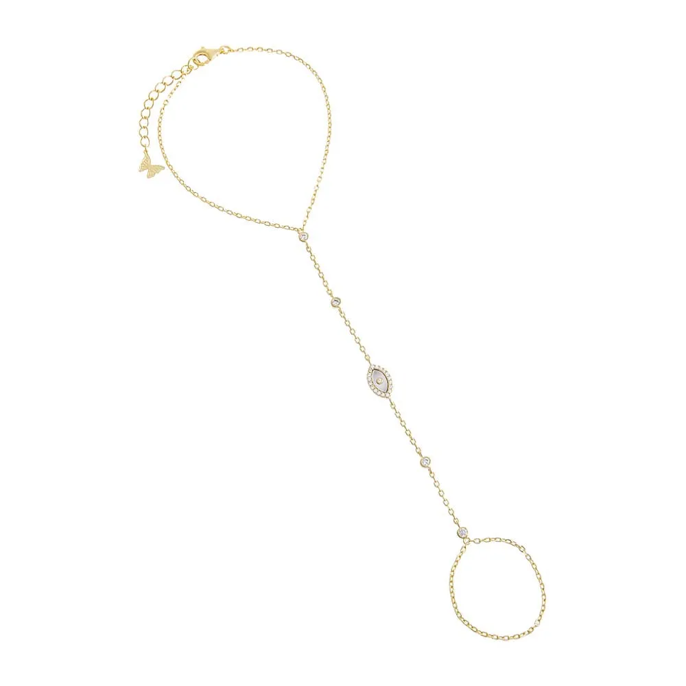 Pavé Evil Eye Pendant Hand Chain sold by Adina Eden's