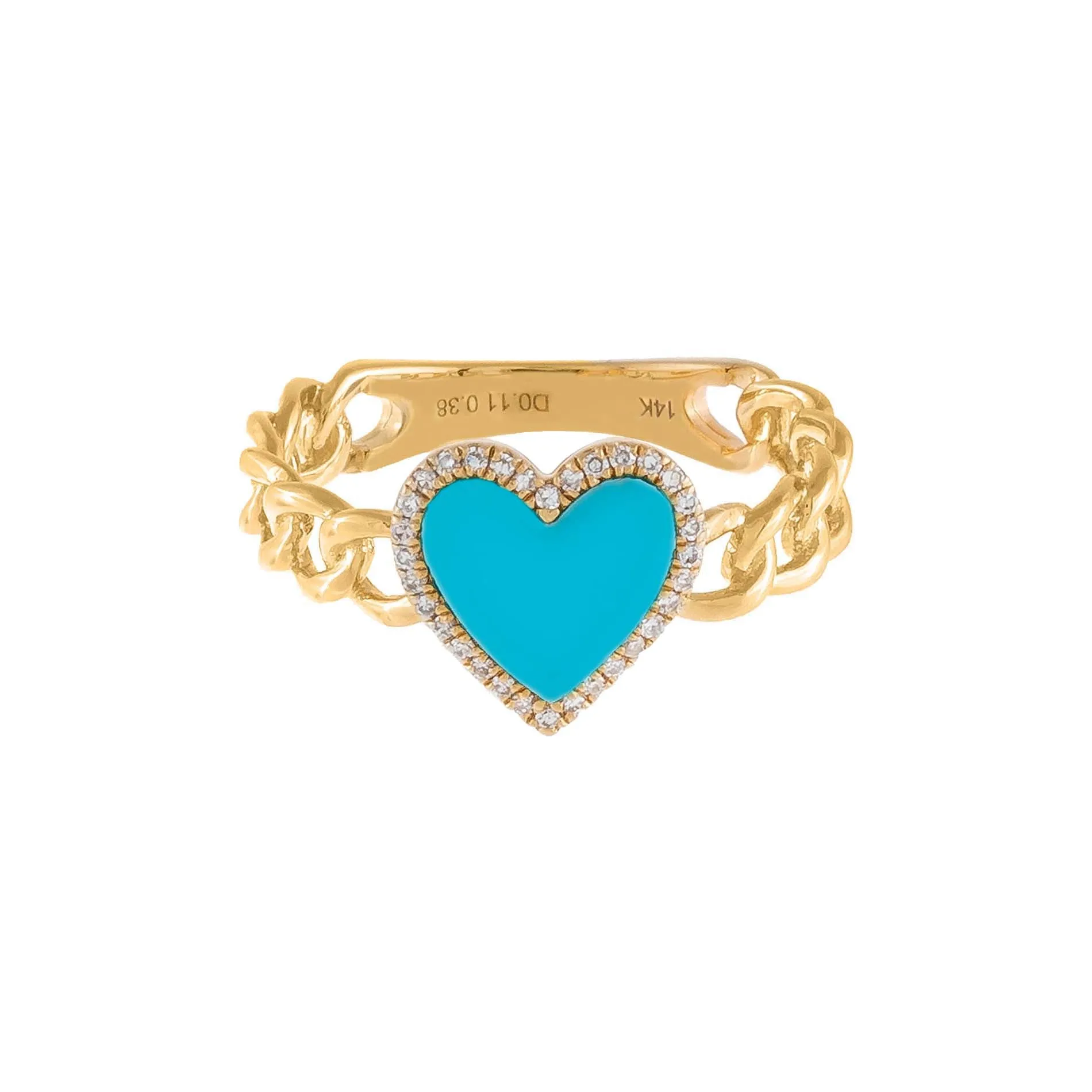 Diamond Turquoise Heart Braided Ring 14K sold by Adina Eden's product image thumbnail 2