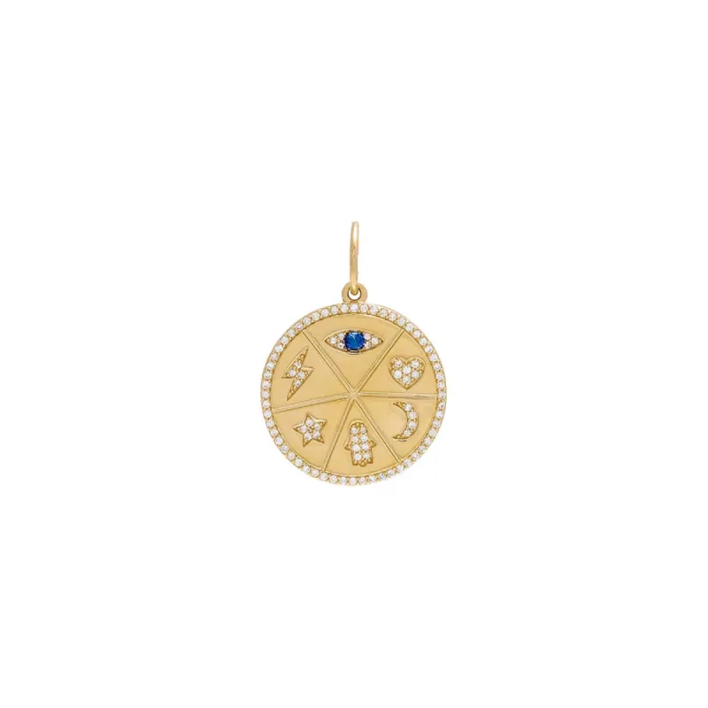 Large Diamond Medallion Charm 14K sold by Adina Eden's