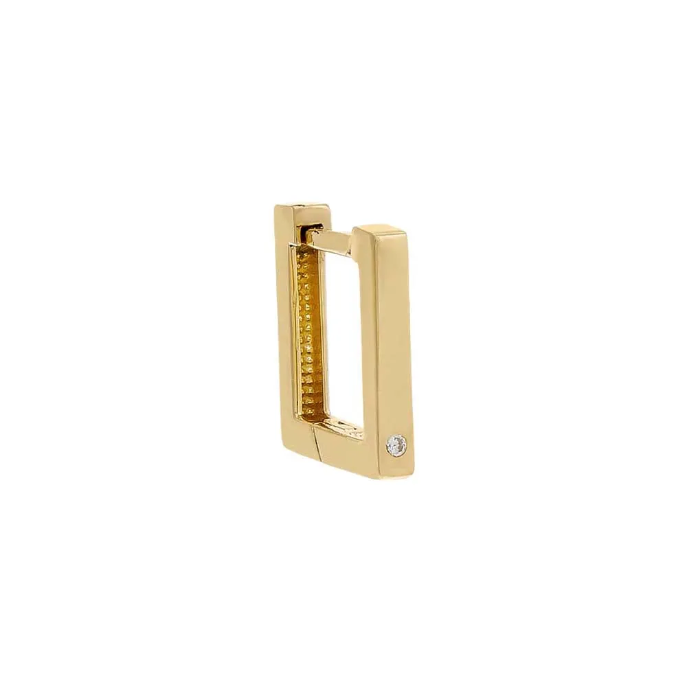 Single Diamond Square Huggie Earring 14K sold by Adina Eden's product image thumbnail 2