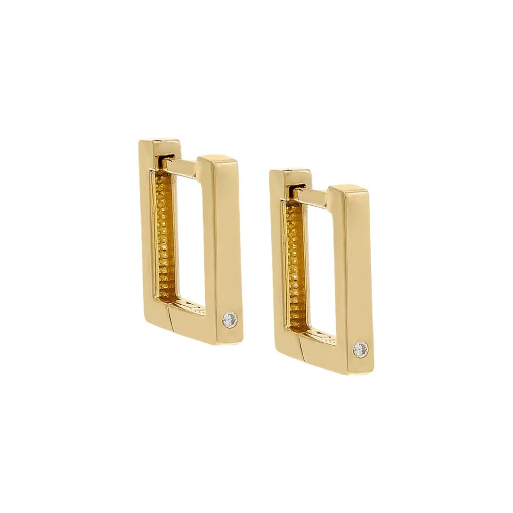 Single Diamond Square Huggie Earring 14K sold by Adina Eden's