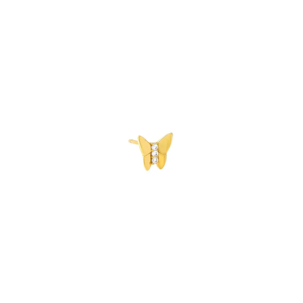 Mini Triple CZ Stone Butterfly Stud Earring sold by Adina Eden's product image thumbnail 3