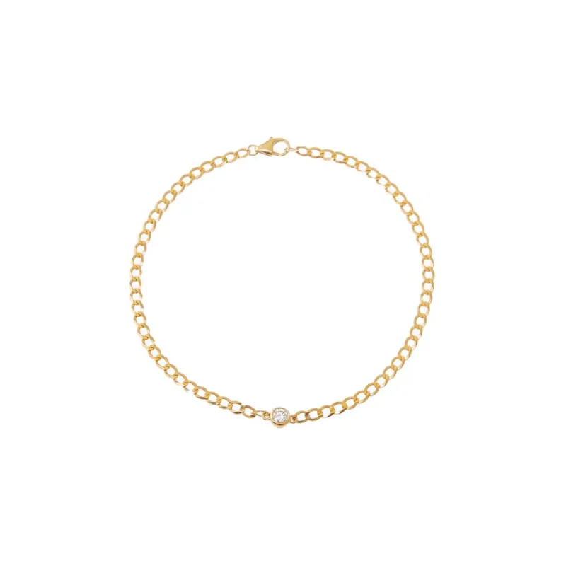 Diamond Bezel Cuban Link Bracelet 14K sold by Adina Eden's
