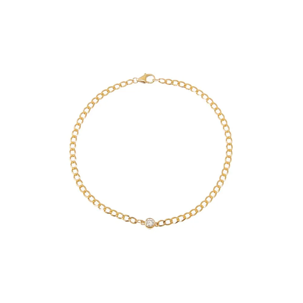 Diamond Bezel Cuban Link Bracelet 14K sold by Adina Eden's