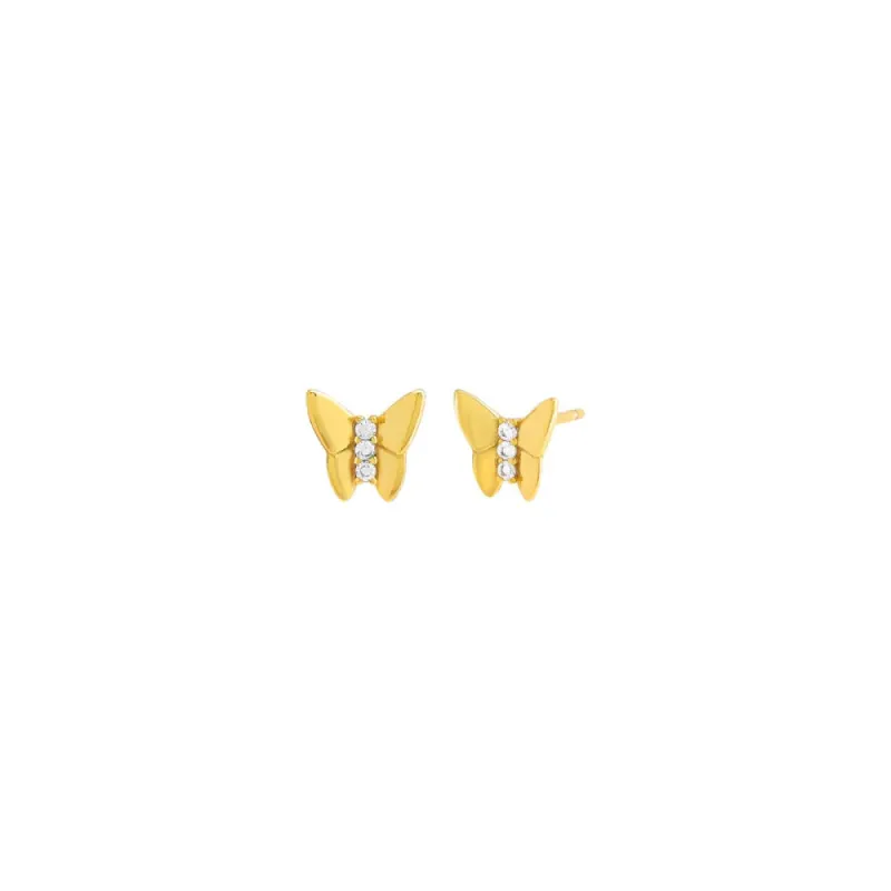 Mini Triple CZ Stone Butterfly Stud Earring sold by Adina Eden's