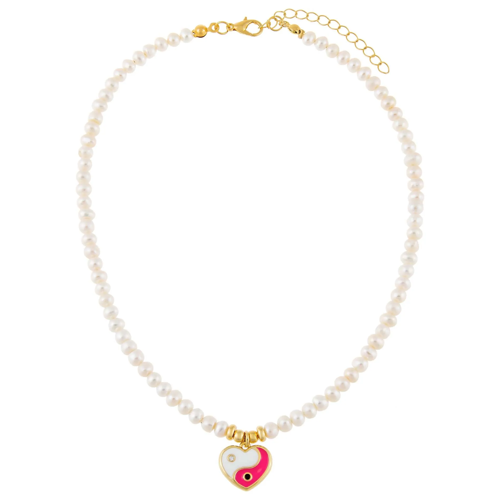 Yin & Yang Heart Pearl Necklace sold by Adina Eden's product image thumbnail 3