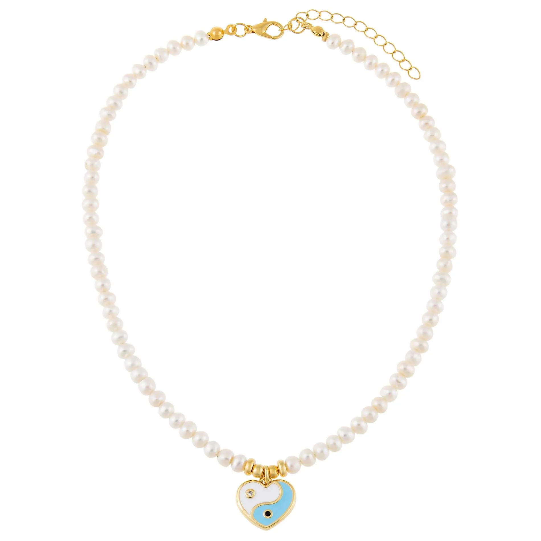 Yin & Yang Heart Pearl Necklace sold by Adina Eden's product image thumbnail 5