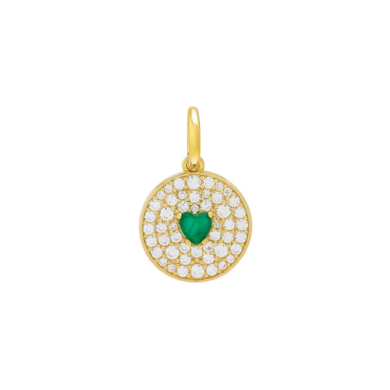 Colored Heart Disc Necklace Charm sold by Adina Eden's