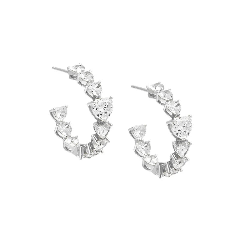 Chunky CZ Heart Hoop Earring sold by Adina Eden's product image thumbnail 4