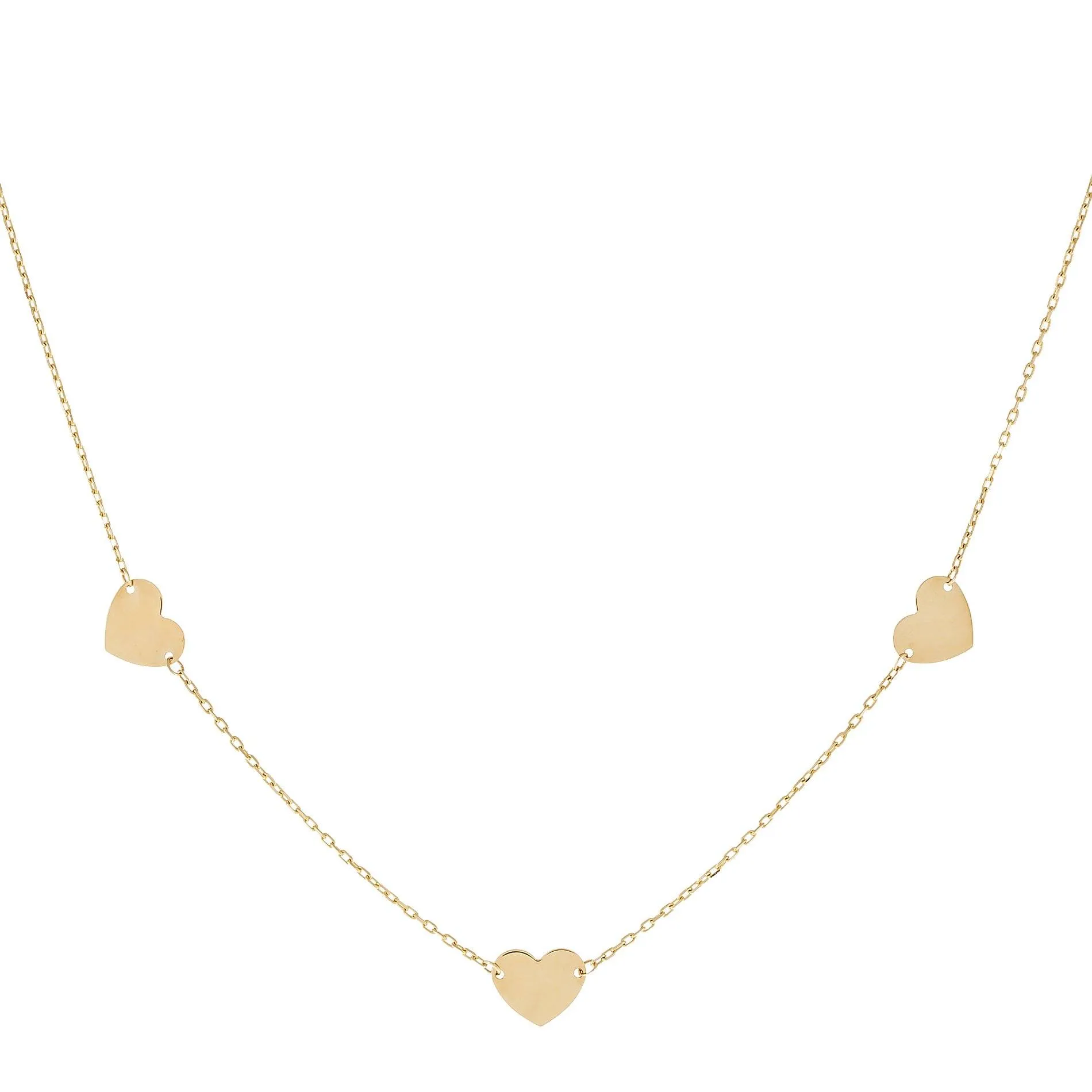Solid Hearts Necklace 14K sold by Adina Eden's