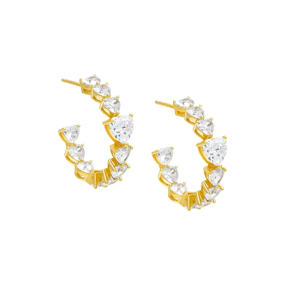 Chunky CZ Heart Hoop Earring sold by Adina Eden's product image thumbnail 3