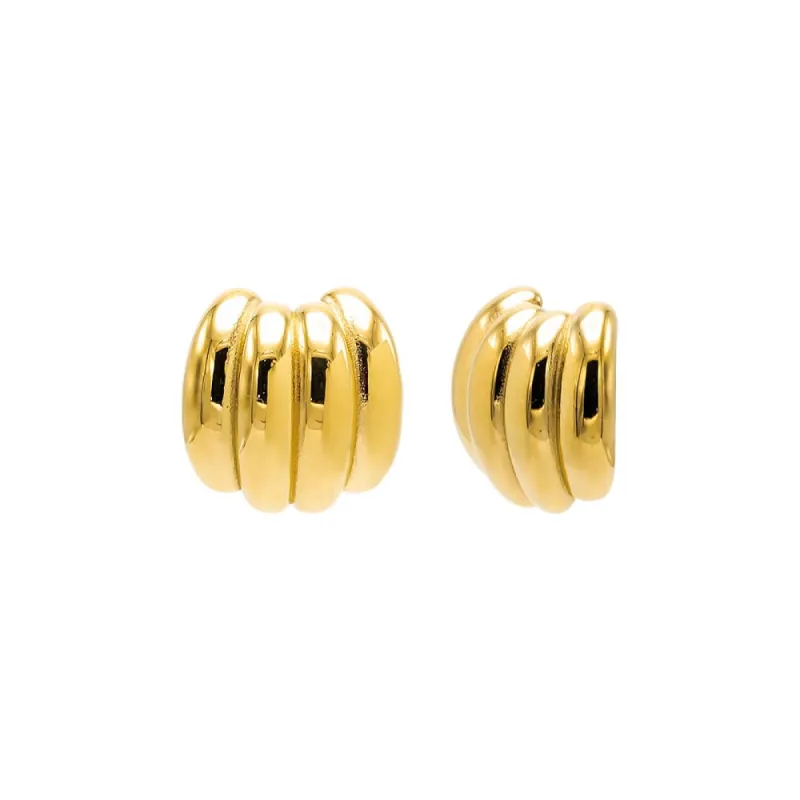 Puffy Ridged Statement Stud Earring sold by Adina Eden's