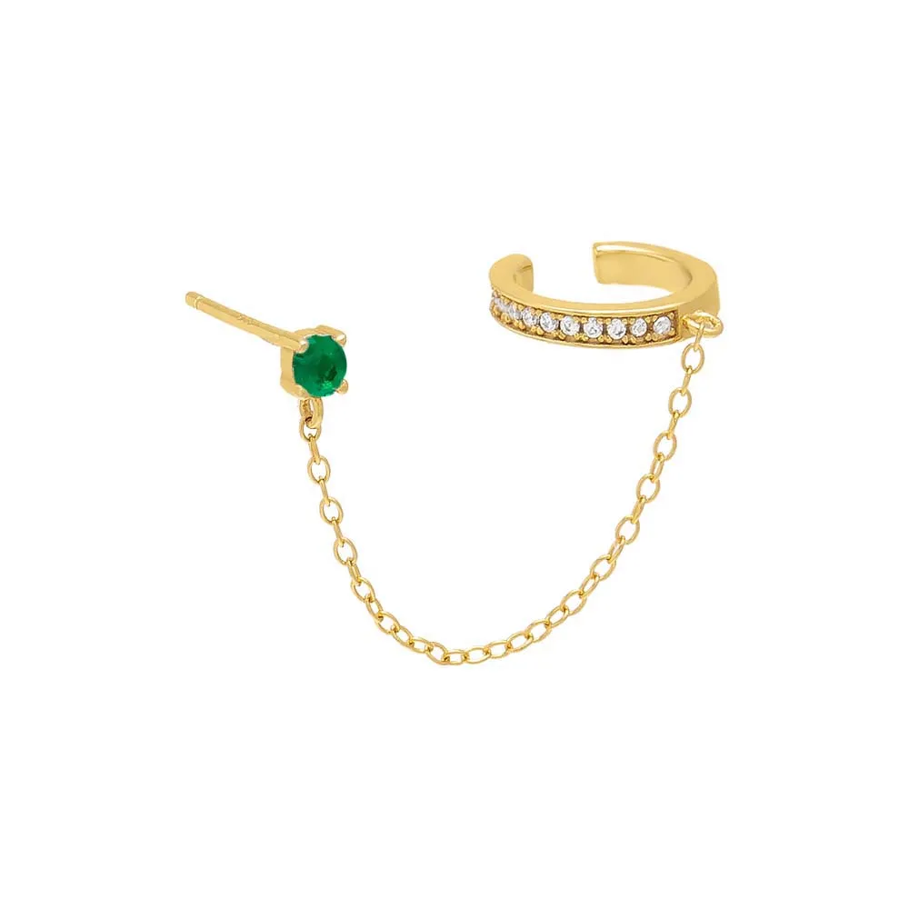 CZ Chain Stud Ear Cuff sold by Adina Eden's product image thumbnail 3