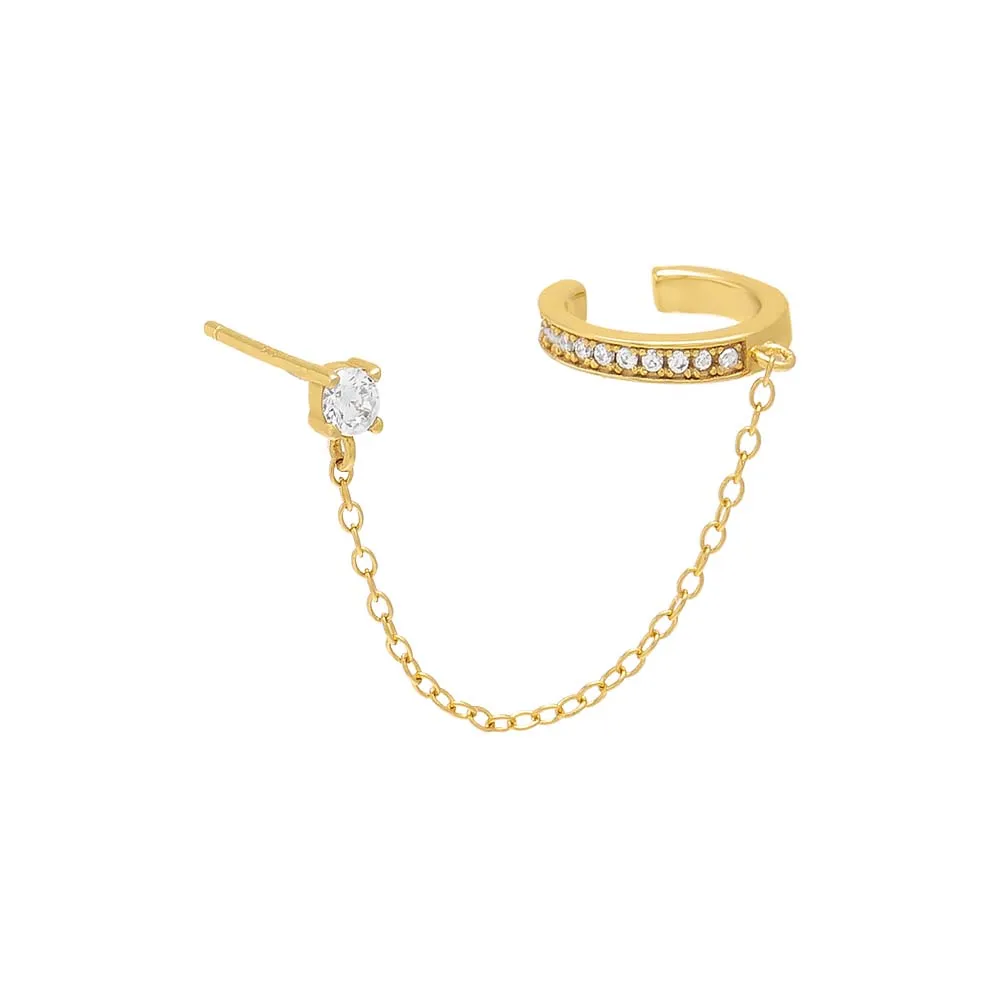 CZ Chain Stud Ear Cuff sold by Adina Eden's