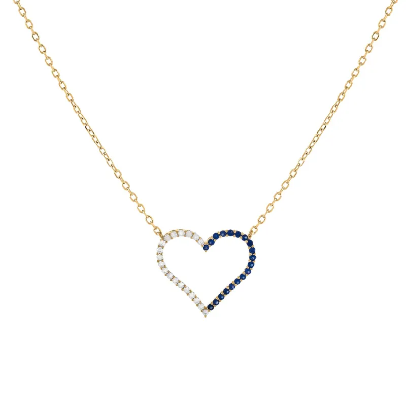 CZ Colored Two Tone Open Heart Necklace sold by Adina Eden's