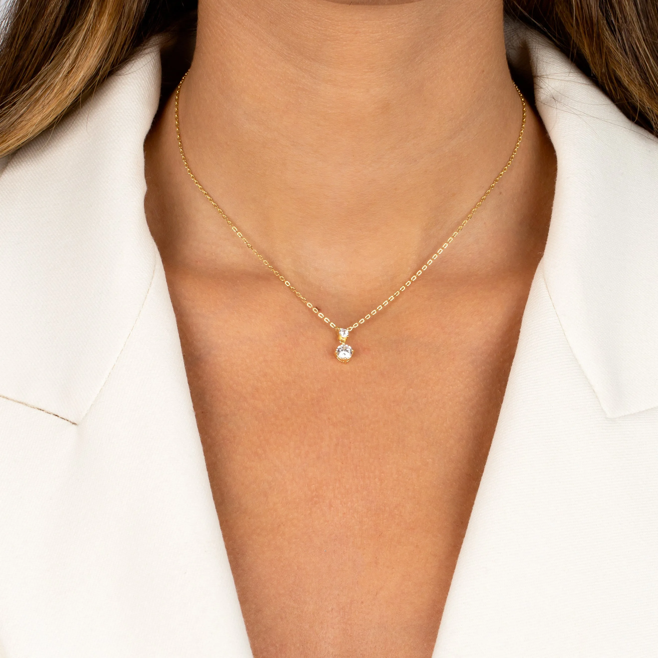 Double Dangle CZ Necklace sold by Adina Eden's product image thumbnail 2