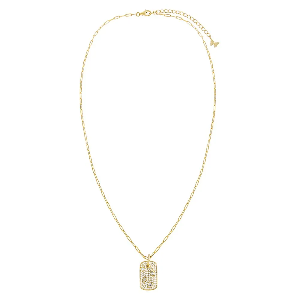 Multi Shape CZ Stone Dog Tag Necklace sold by Adina Eden's product image thumbnail 2