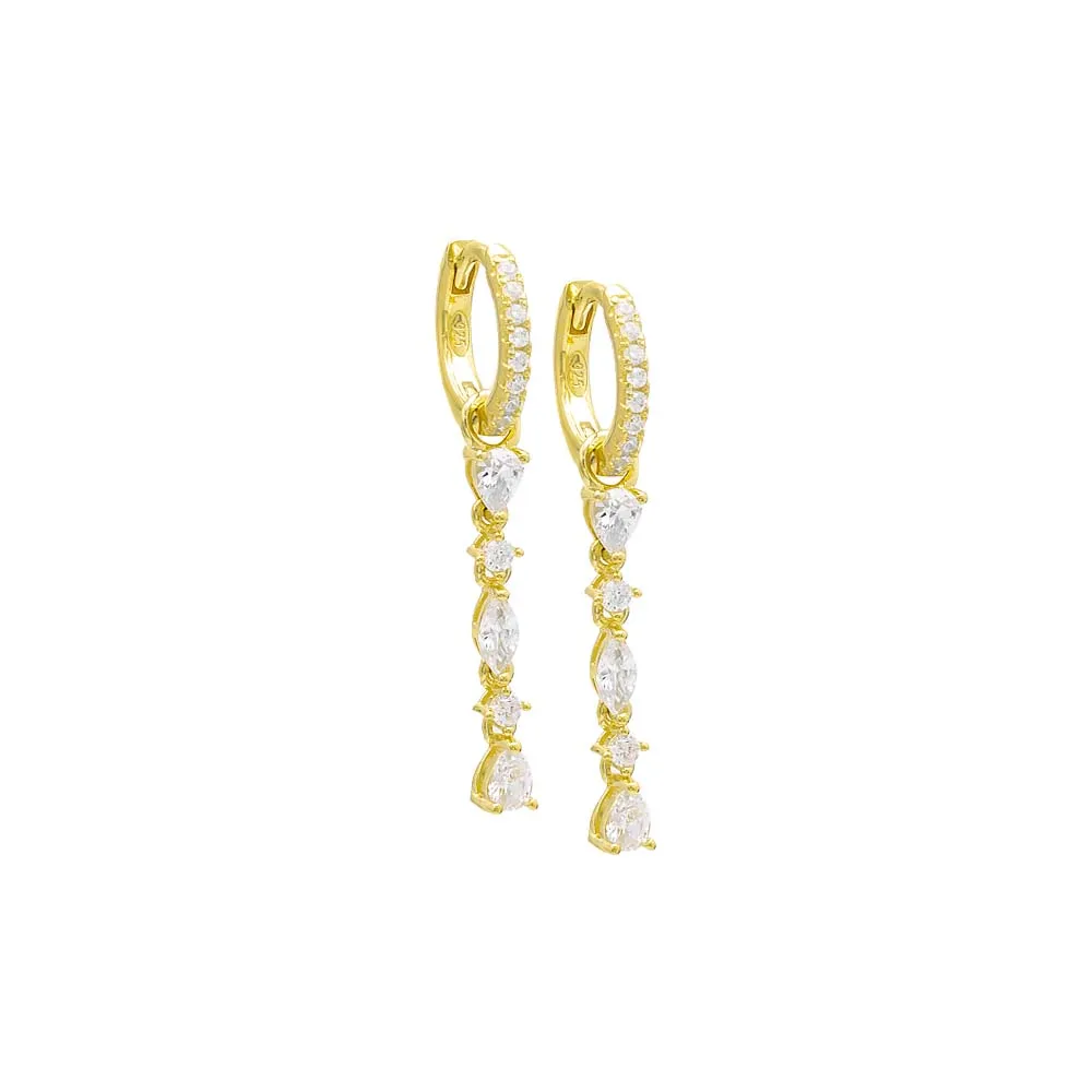 Multi Shape CZ Drop Huggie Earring sold by Adina Eden's