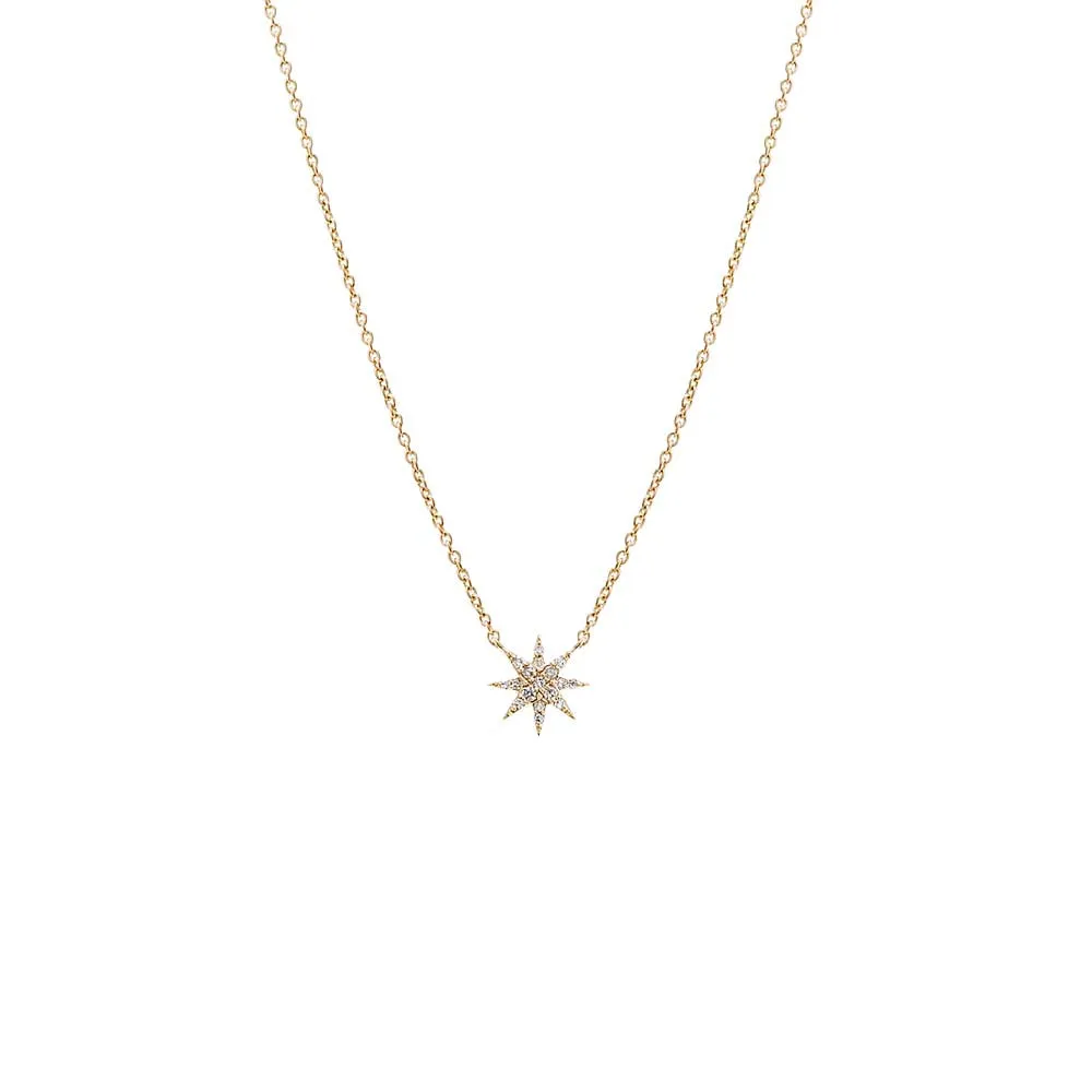 Diamond Pave Starburst Necklace 14K sold by Adina Eden's