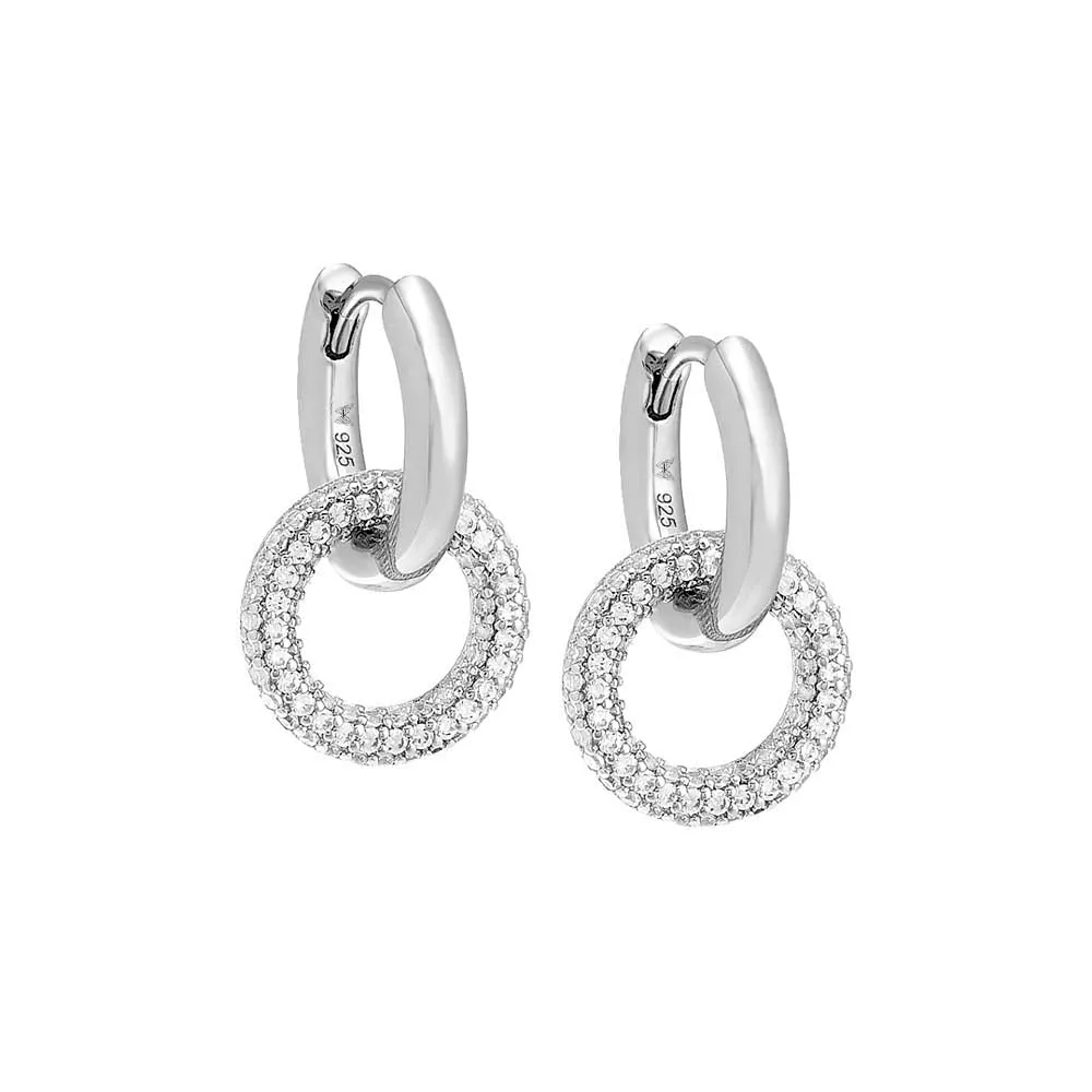Solid/Pave Interlocked Hoop Earring sold by Adina Eden's product image thumbnail 4