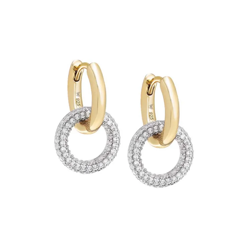 Solid/Pave Interlocked Hoop Earring sold by Adina Eden's