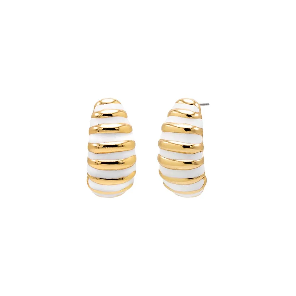 Solid X Enamel Ridged Curved Stud Earring sold by Adina Eden's