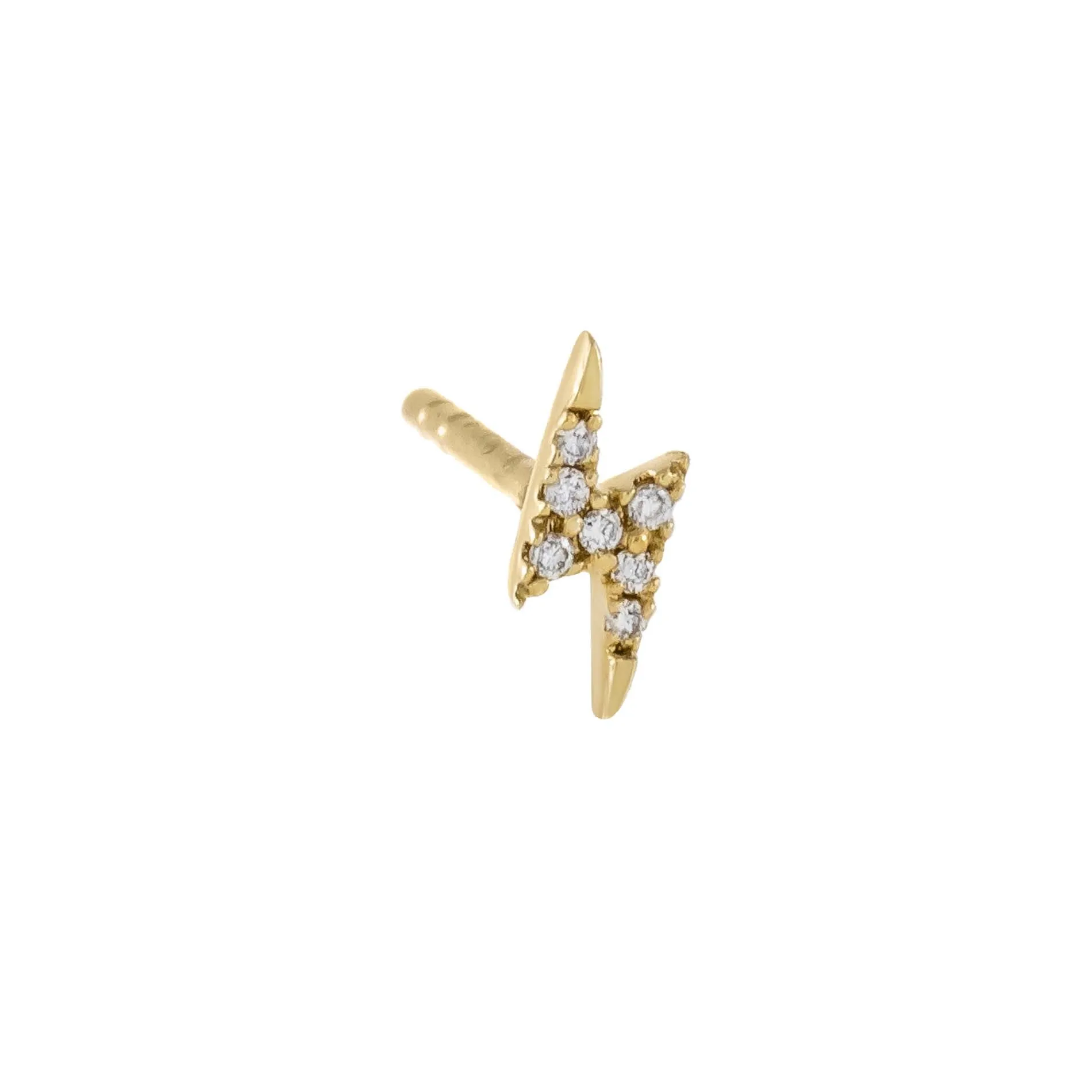 Diamond Tiny Lightning Bolt Stud Earring 14K sold by Adina Eden's