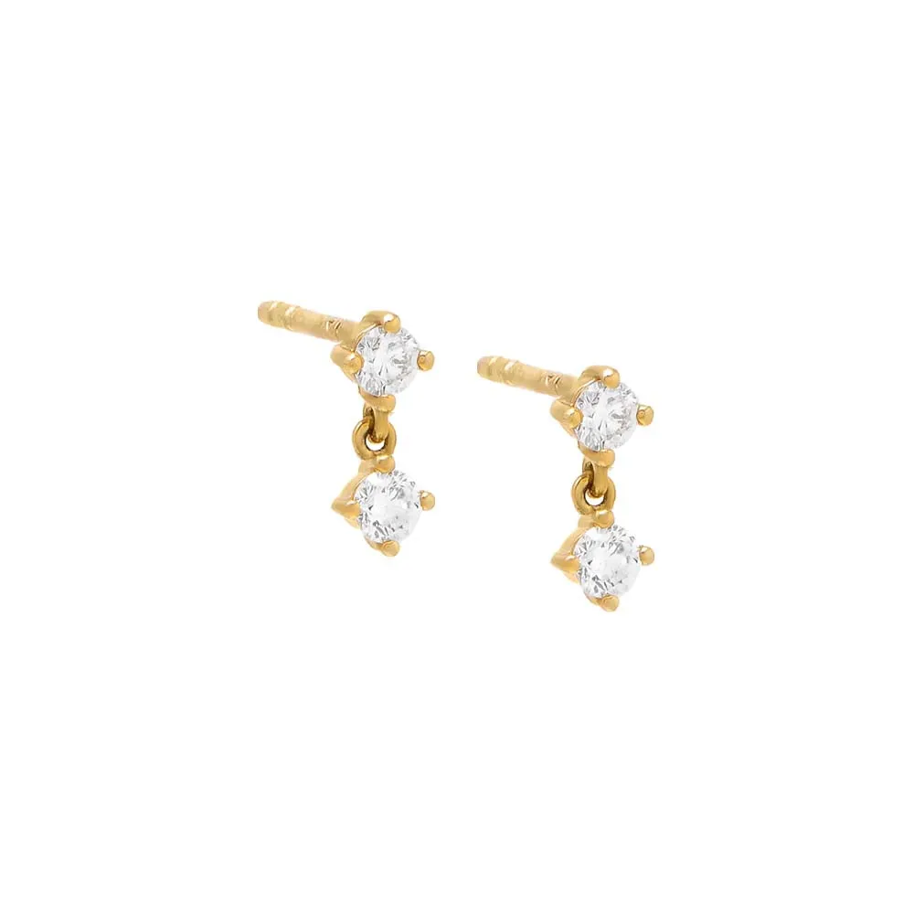 Tiny Round Diamond Dangling Stud Earring 14K sold by Adina Eden's