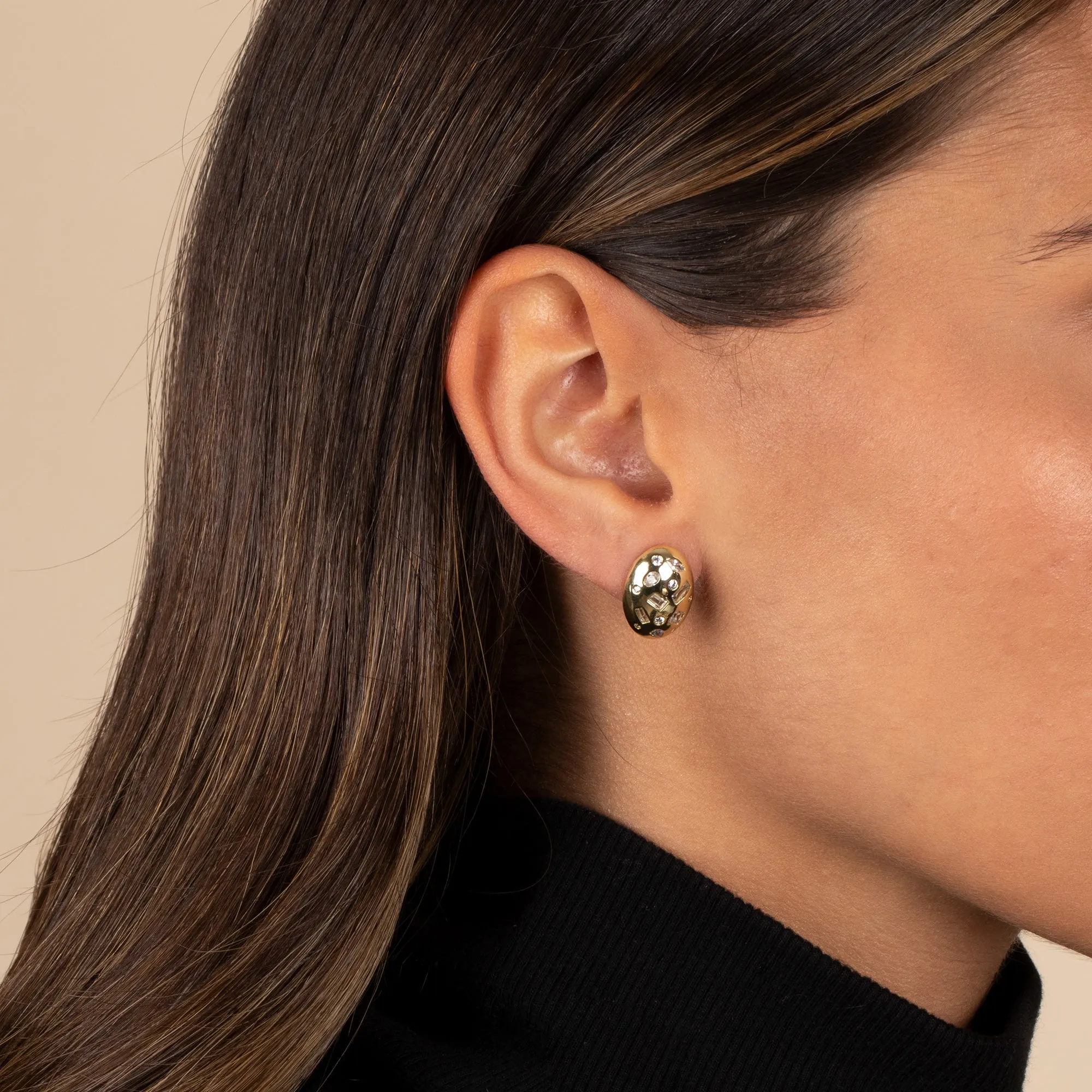 Colored Scattered Multi Shape Pebble Stud Earring sold by Adina Eden's product image thumbnail 2