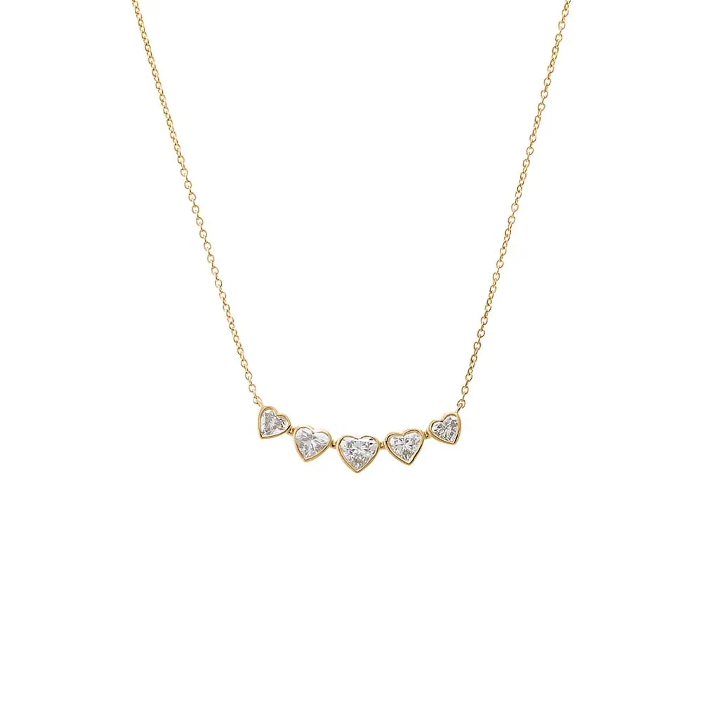 Lab Grown Diamond Heart Bezel Curved Bar Necklace 14K sold by Adina Eden's product image thumbnail 2
