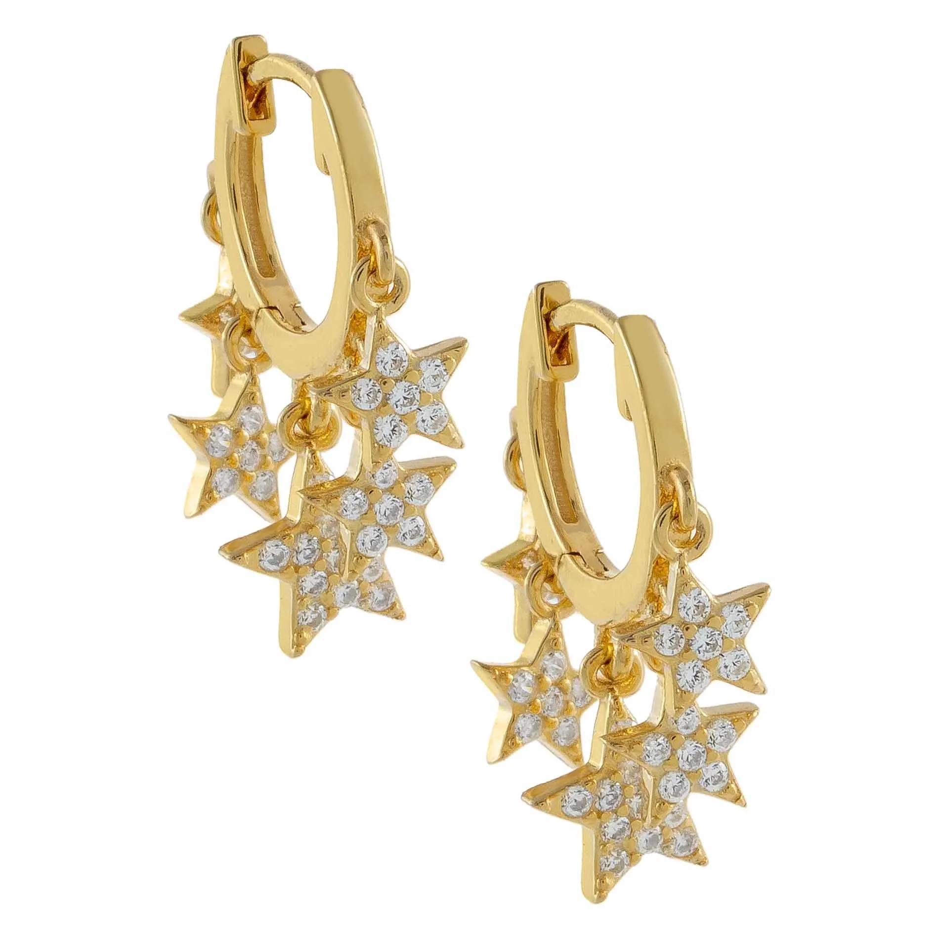Pavé Dangling Stars Huggie Earring sold by Adina Eden's