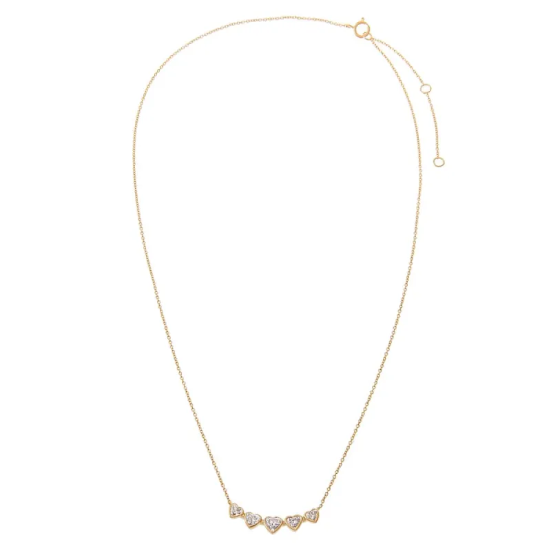 Lab Grown Diamond Heart Bezel Curved Bar Necklace 14K sold by Adina Eden's