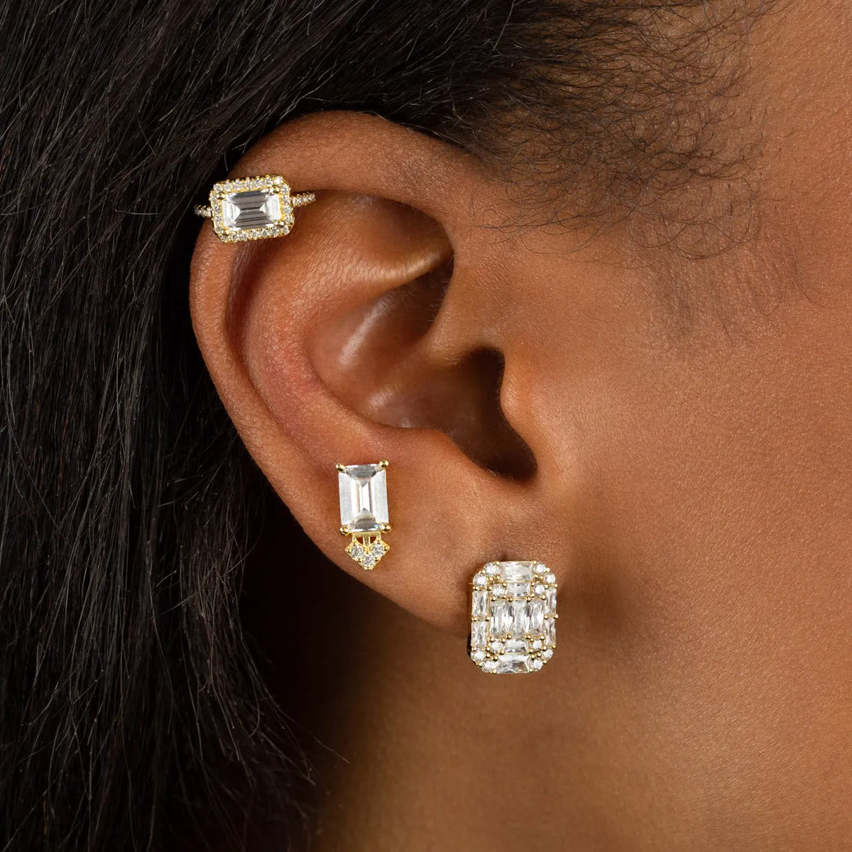 CZ Illusion Baguette Stud Earring sold by Adina Eden's product image thumbnail 2