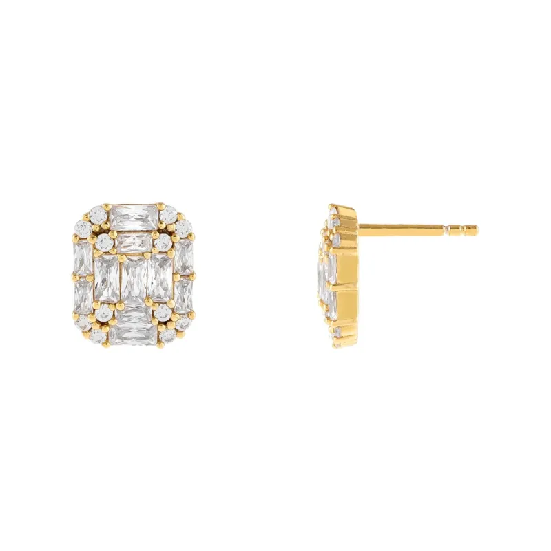CZ Illusion Baguette Stud Earring sold by Adina Eden's