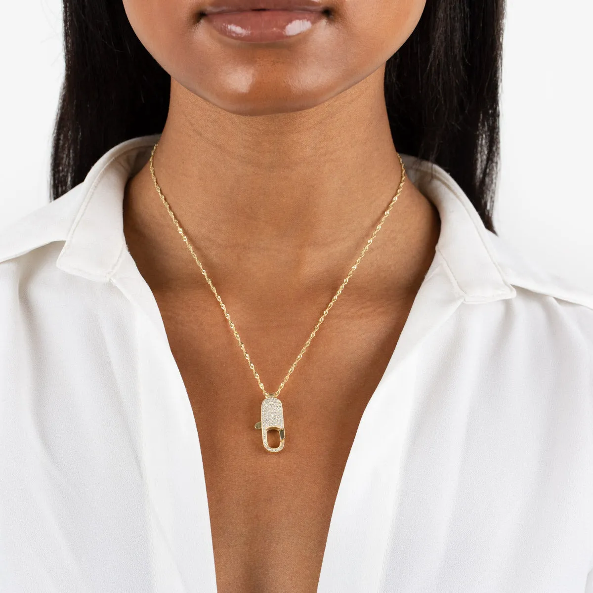 Pavé Clasp Singapore Chain Necklace sold by Adina Eden's product image thumbnail 2