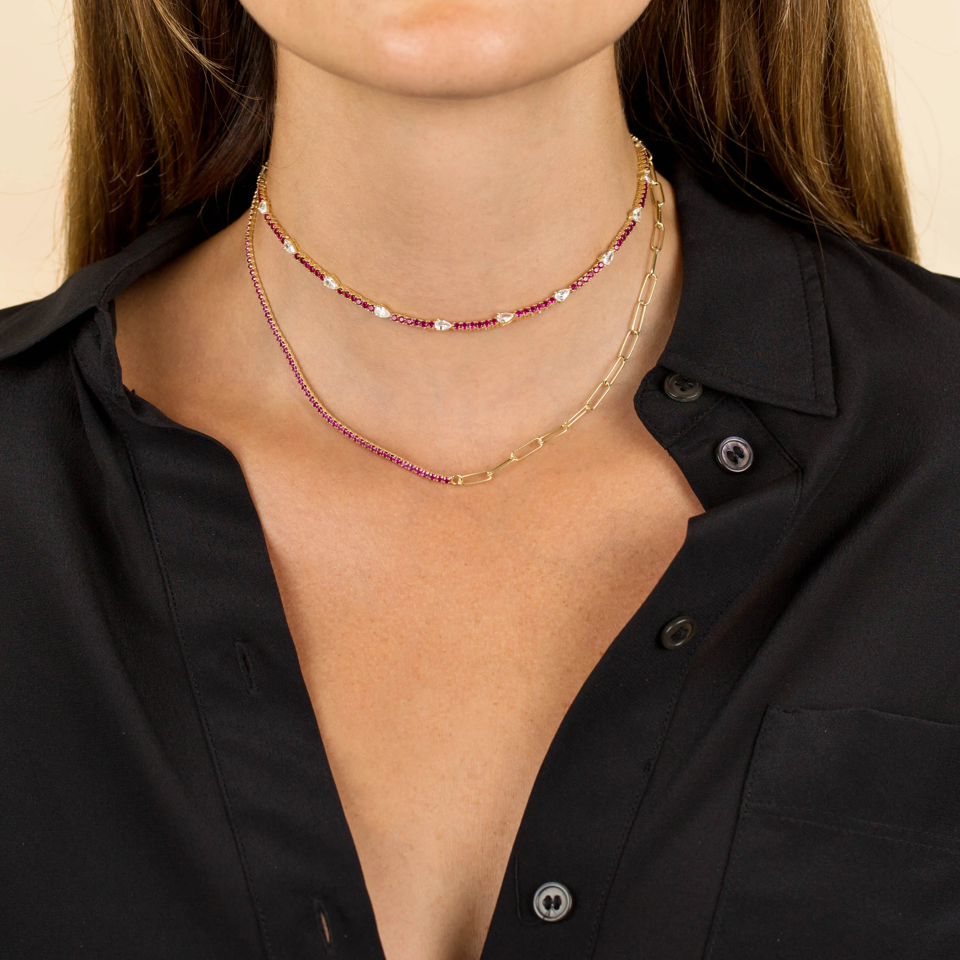 CZ Colored Teardrop Tennis Choker sold by Adina Eden's product image thumbnail 5