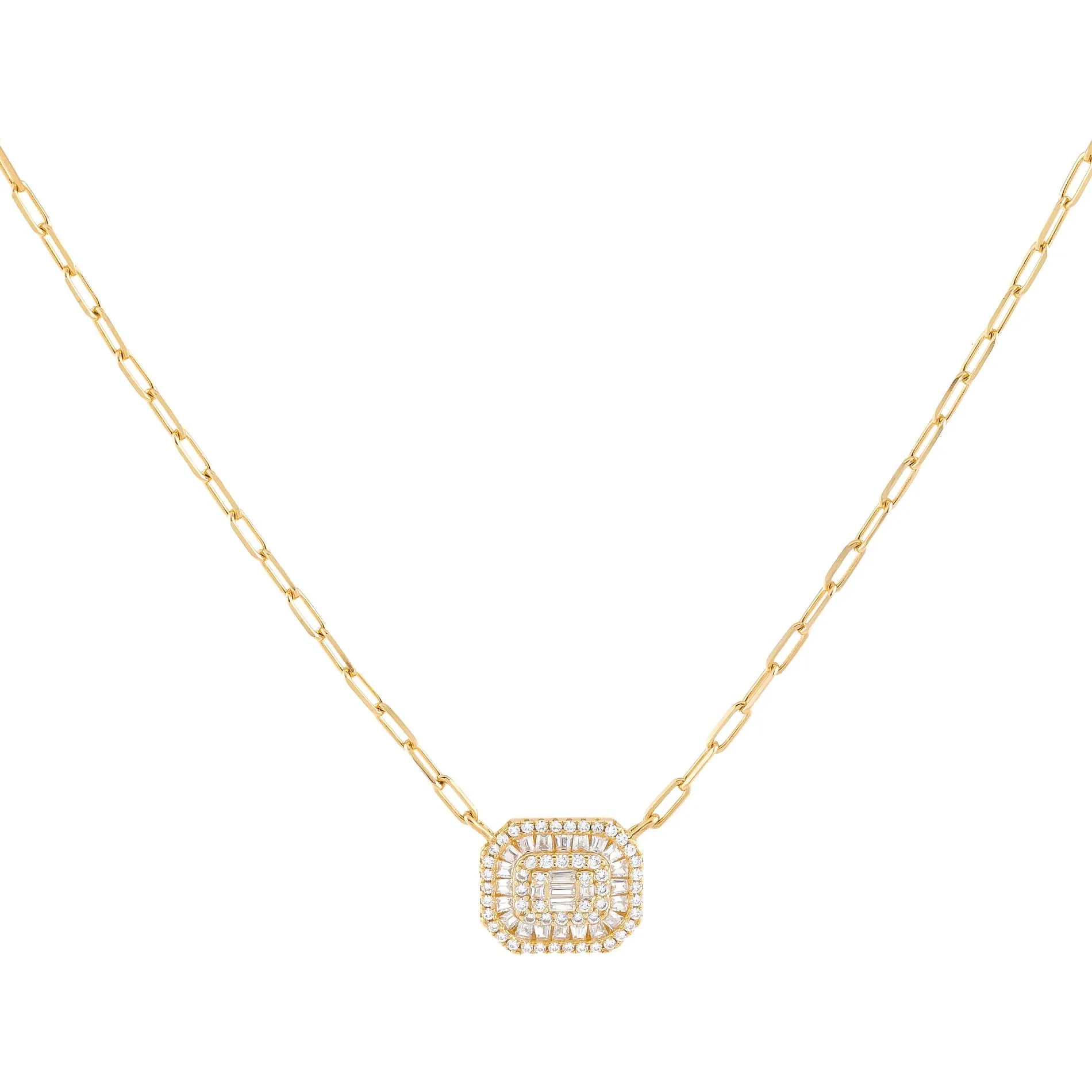 CZ Colored Illusion Baguette Link Necklace sold by Adina Eden's