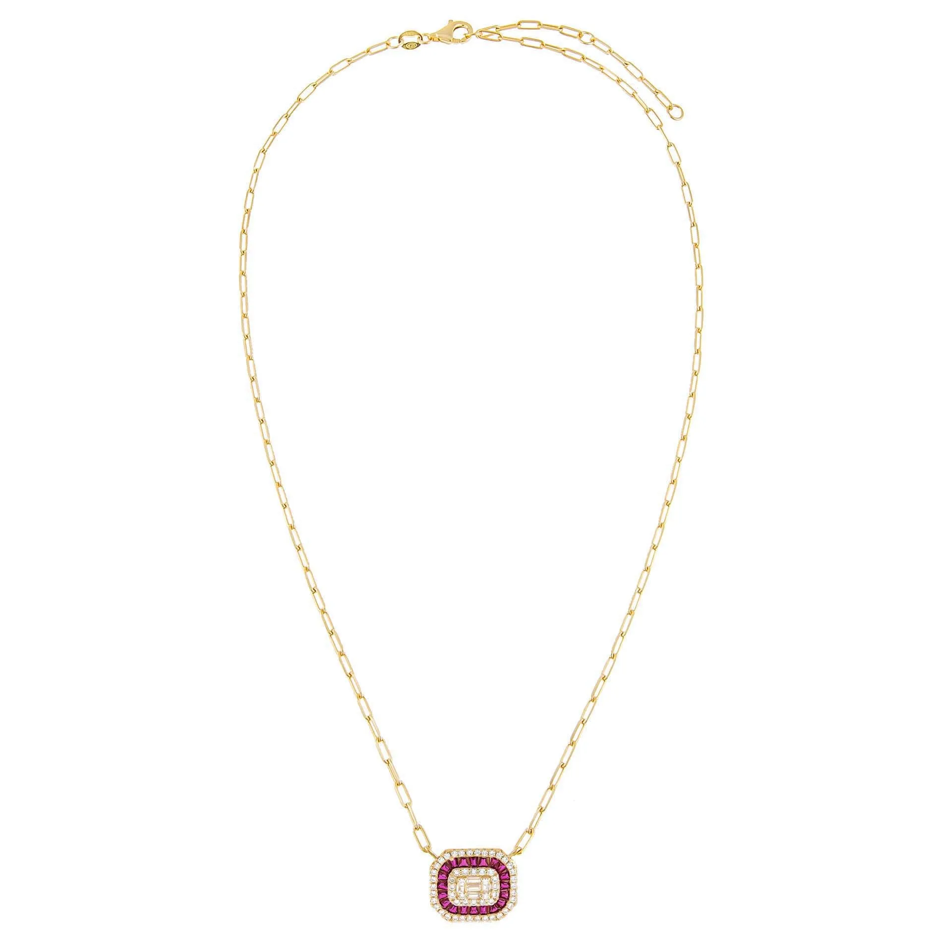 CZ Colored Illusion Baguette Link Necklace sold by Adina Eden's product image thumbnail 5