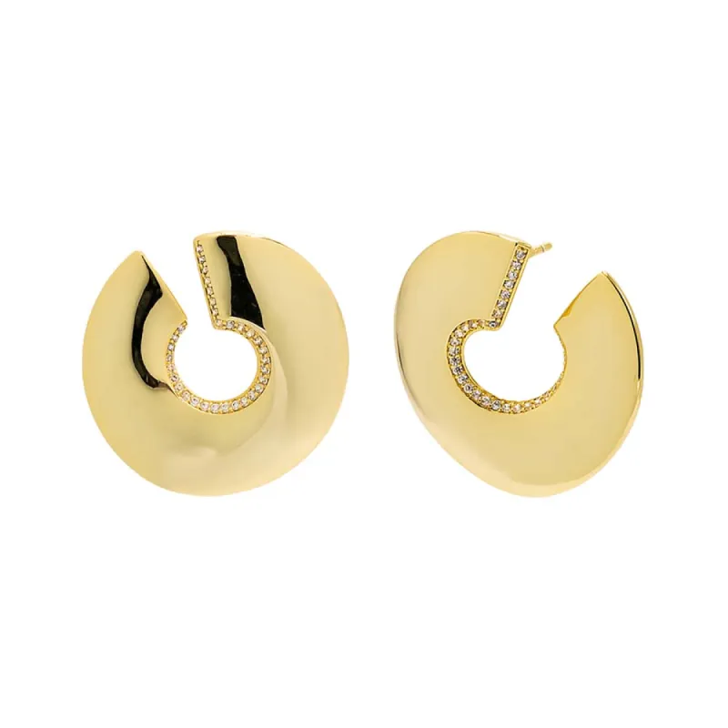 Pave Flattened Open Loop Stud Earring sold by Adina Eden's