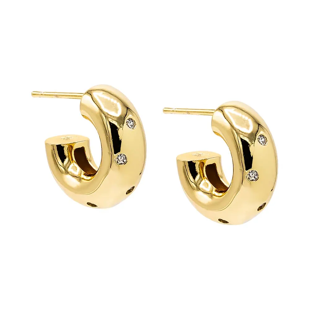 Mini Scattered CZ Open Hollow Hoop Earring sold by Adina Eden's