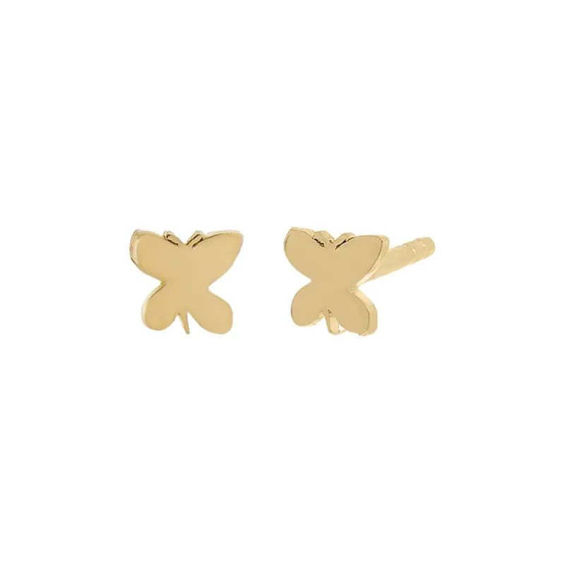 Tiny Solid Butterfly Stud Earring 14K sold by Adina Eden's
