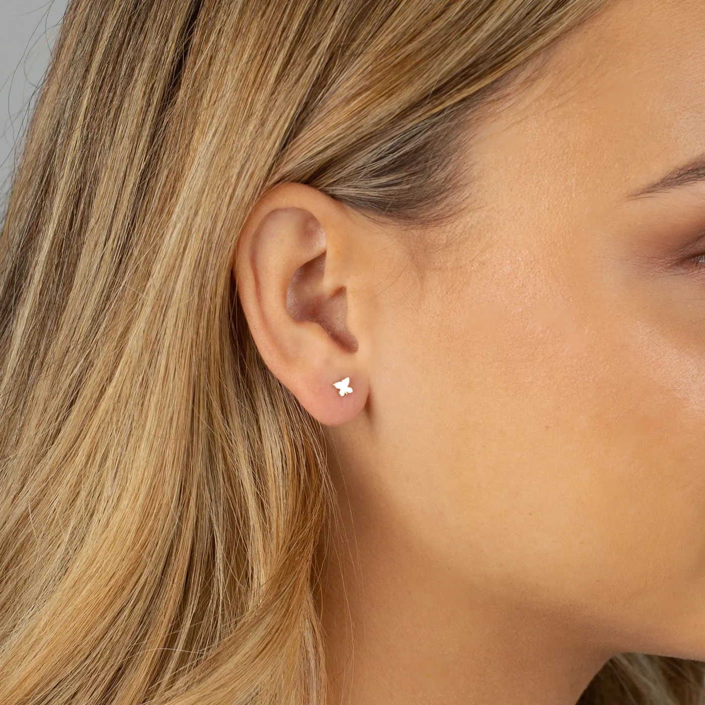 Tiny Solid Butterfly Stud Earring 14K sold by Adina Eden's product image thumbnail 2