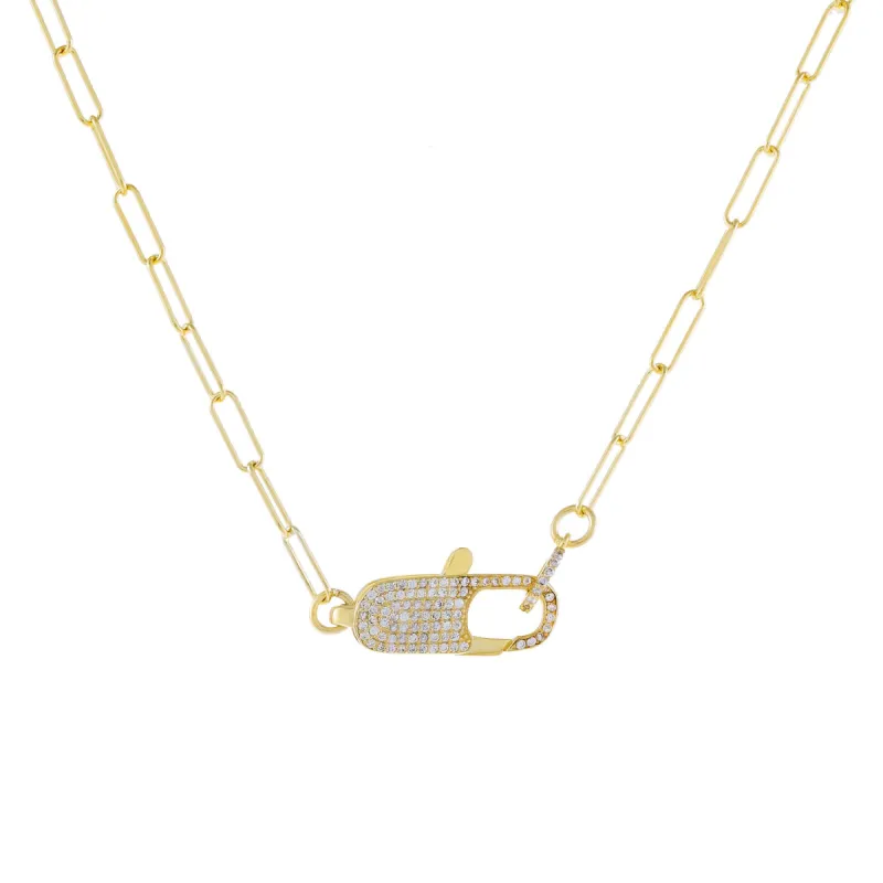 Large Pavé Clasp Oval Link Necklace sold by Adina Eden's