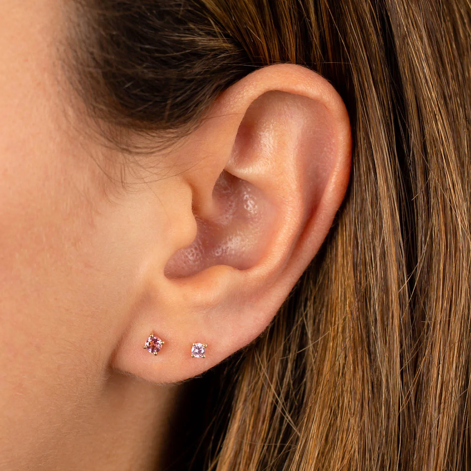 Tiny Colored CZ Solitaire Stud Earring 14K sold by Adina Eden's product image thumbnail 2